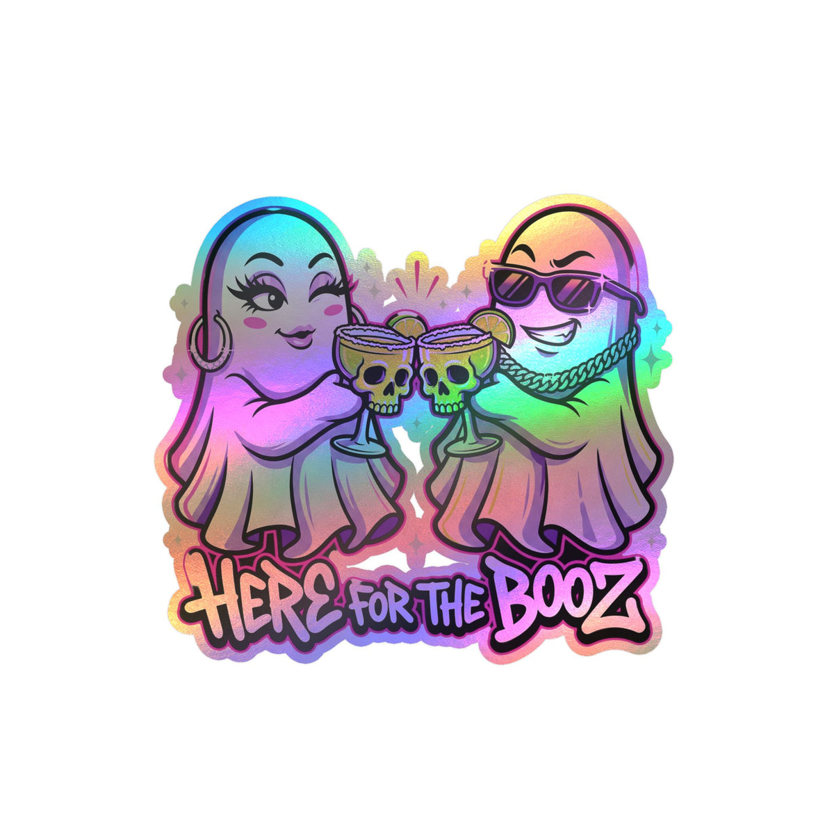 Here for the Booz Ghost Halloween Decal Sticker- Keep'n It Real