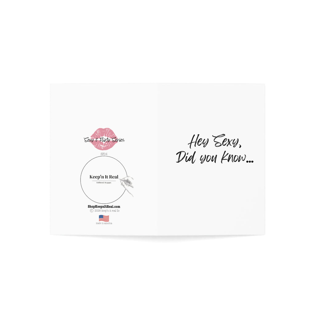 Greeting Card — "Hey Sexy, Did You Know..." Romantic Funny Note (Single or Bulk 1/10/30/50pcs)