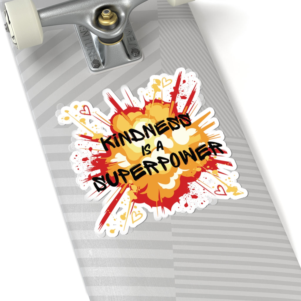 Kindness Is a Superpower Sticker — Bright Comic-Style Inspirational Kiss-Cut Sticker