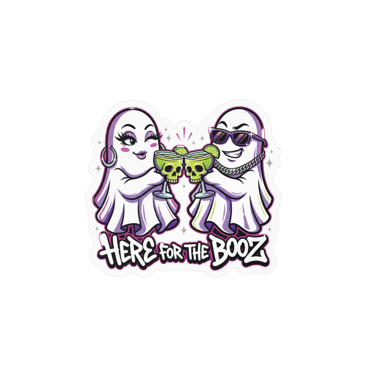 Here for the Booz Ghost Halloween Decal Sticker- Keep'n It Real