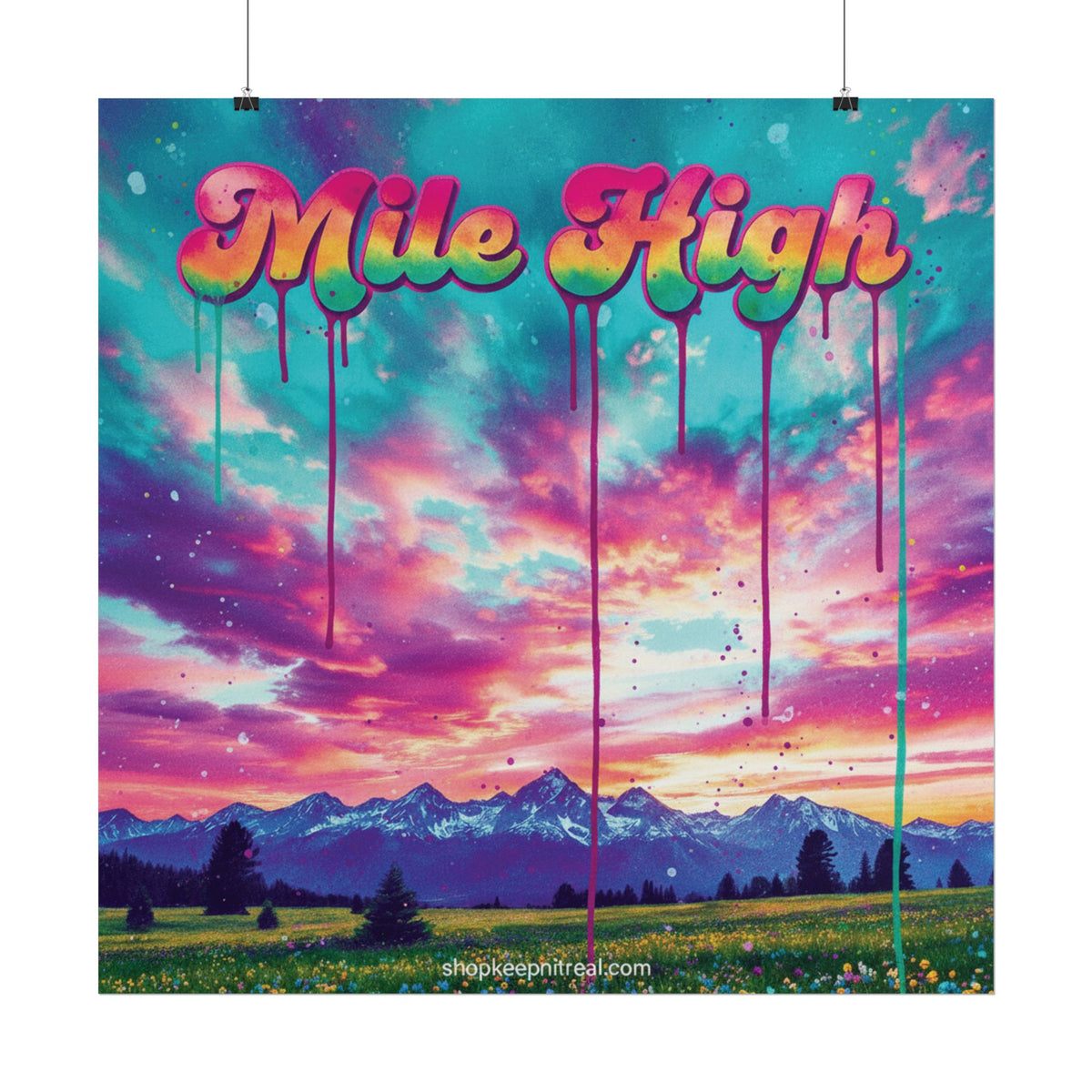 Rolled Poster — "Mile High" Colorful Sunset Mountain Wall Art