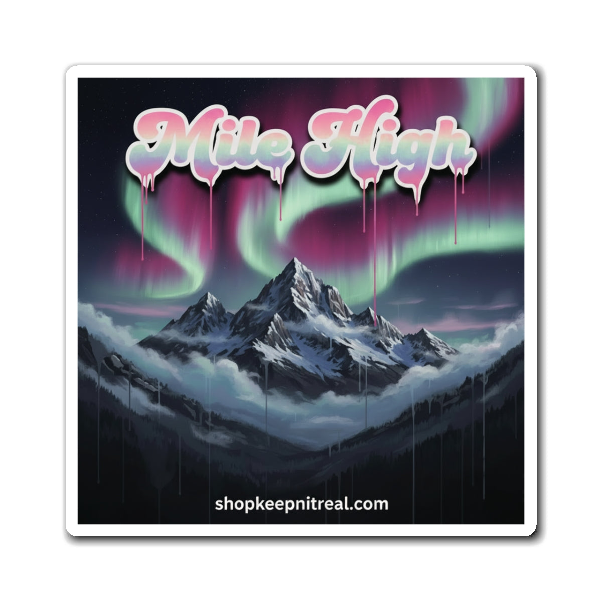 Mile High Aurora Magnet — Retro Mountain Scenic Refrigerator Magnet