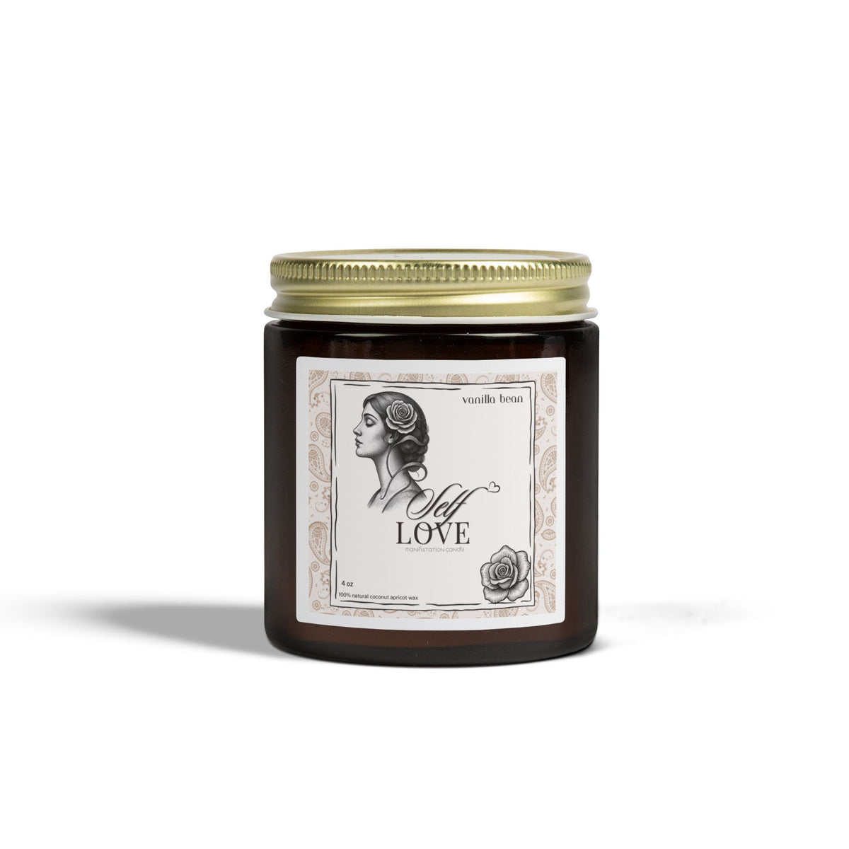 'Self Love' Manifestation Vanilla Bean Scented Candle — Coconut Apricot Wax (4oz/9oz)