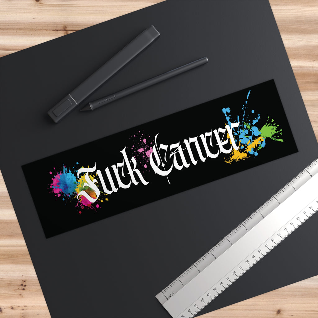 Fuck Cancer Bumper Sticker — Colorful Gothic Script Anti-Cancer Support Decal