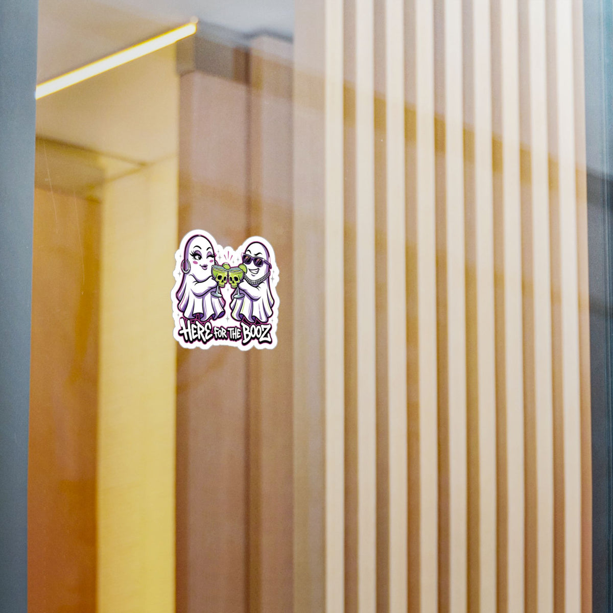 Here for the Booz Ghost Halloween Decal Sticker- Keep'n It Real