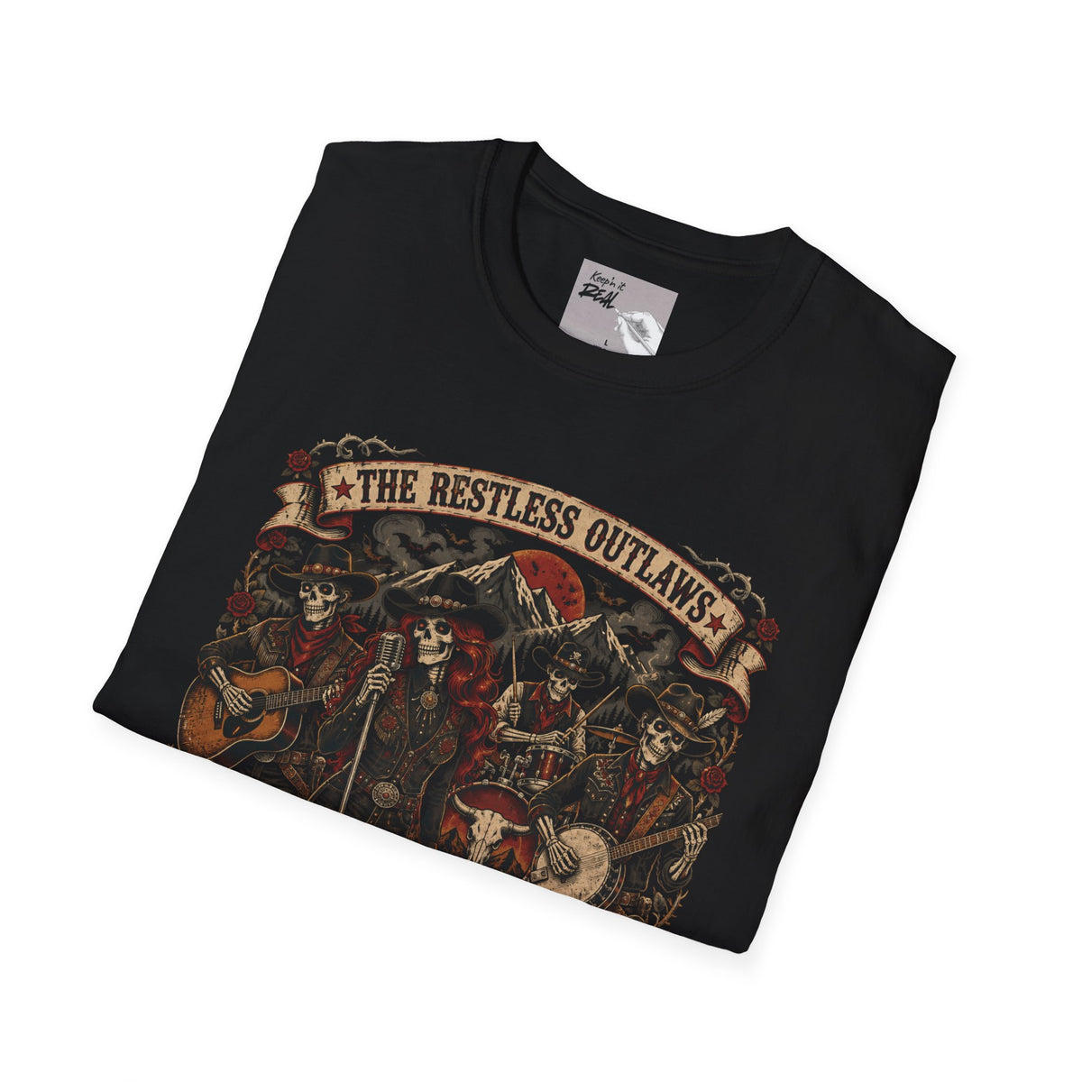 The Restless Outlaws Skeleton Band Halloween Tee | Keep’n It Real