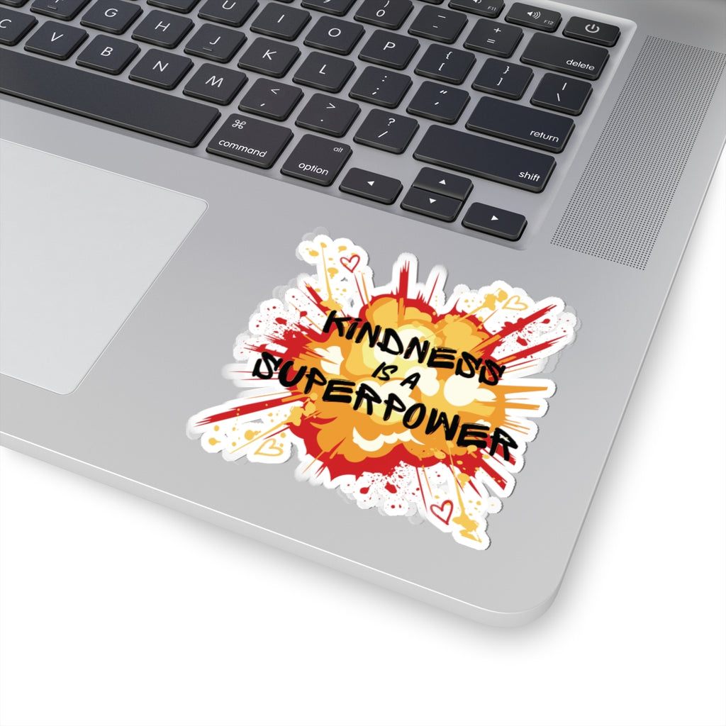 Kindness Is a Superpower Sticker — Bright Comic-Style Inspirational Kiss-Cut Sticker
