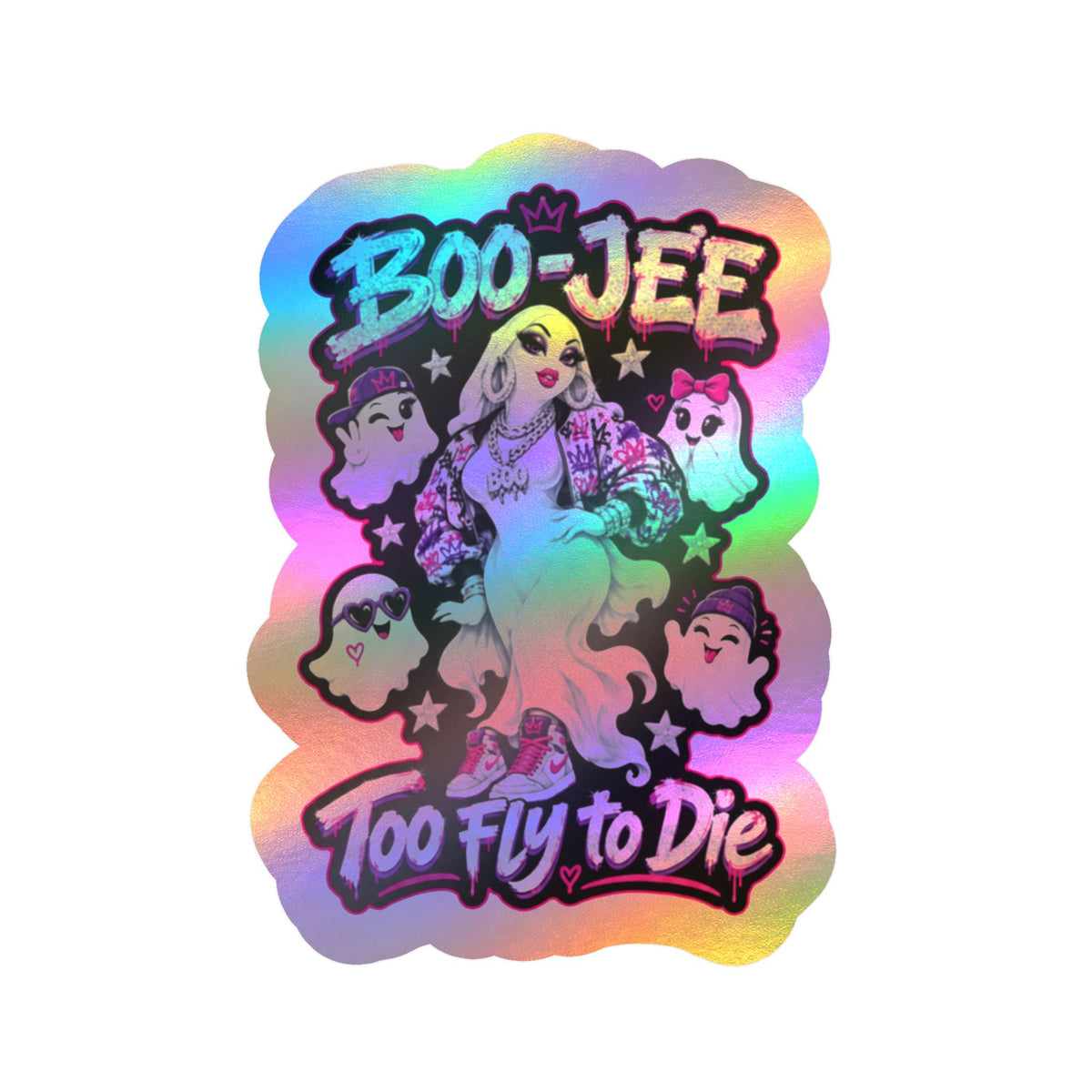 "Boo-Jee" Too Fly To  Die"  Ghost Halloween Decal Sticker- Keep'n It Real
