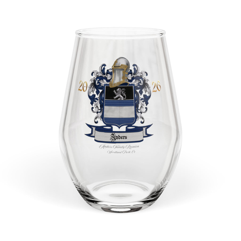 Anders Family Crest Stemless Wine Glass  11.75 oz ( simple)