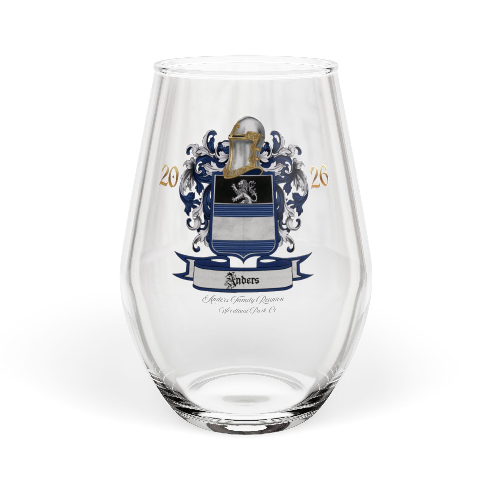 Anders Family Crest Stemless Wine Glass  11.75 oz ( simple)