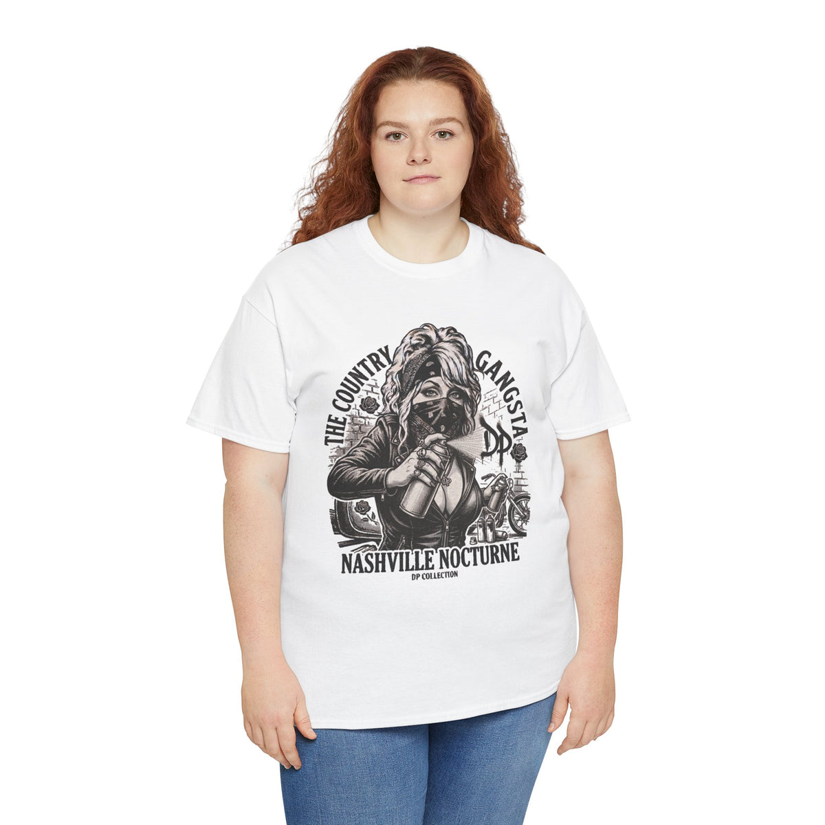 D.P. Collection Country Gangsta Spray Painting Tee — "Nashville Nocturne" Graphic Shirt (Back: Gone But Not Forgotten)