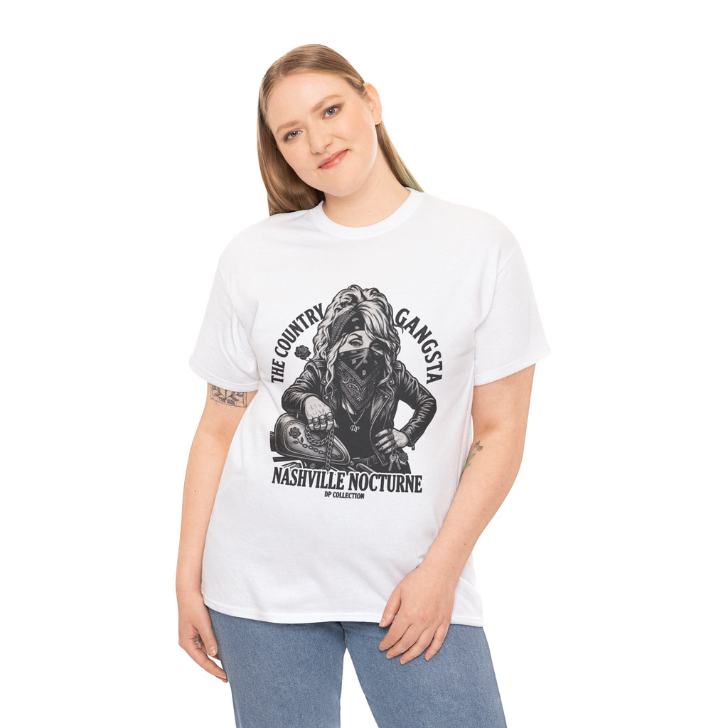 D.P. Collection Country Gangsta Biker Tee — "Nashville Nocturne" Graphic Shirt (Back: Gone But Not Forgotten)