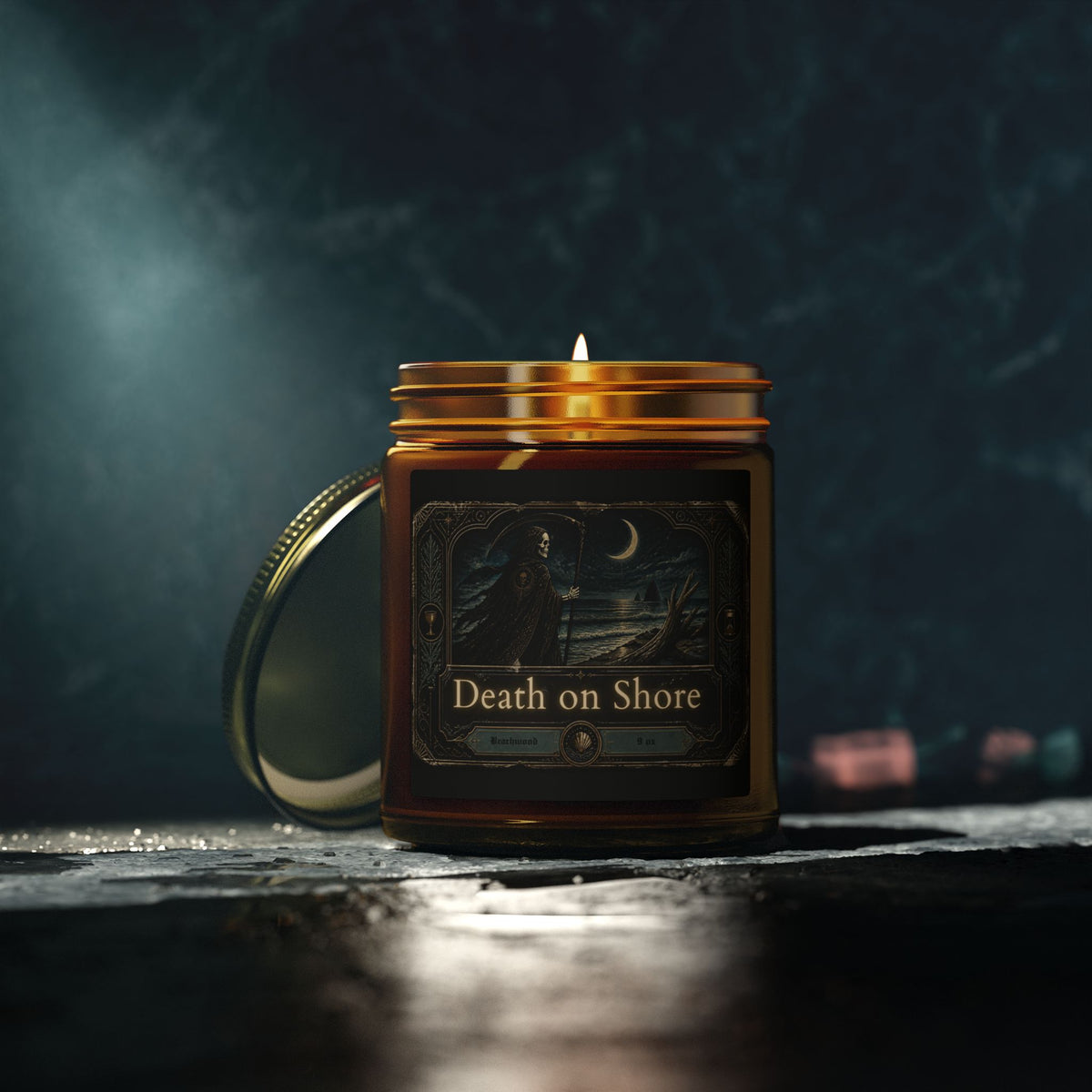 Death on Shore Beachwood Scented Candle — Made with Coconut Apricot Wax (4oz/9oz)