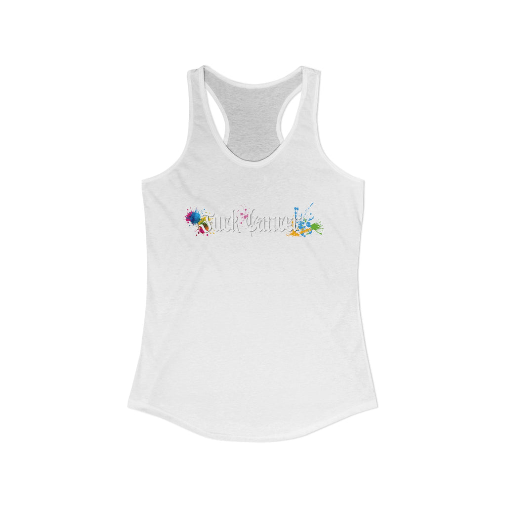 "Fuck Cancer" Paint Splatter Goth Lettering Racerback Tank