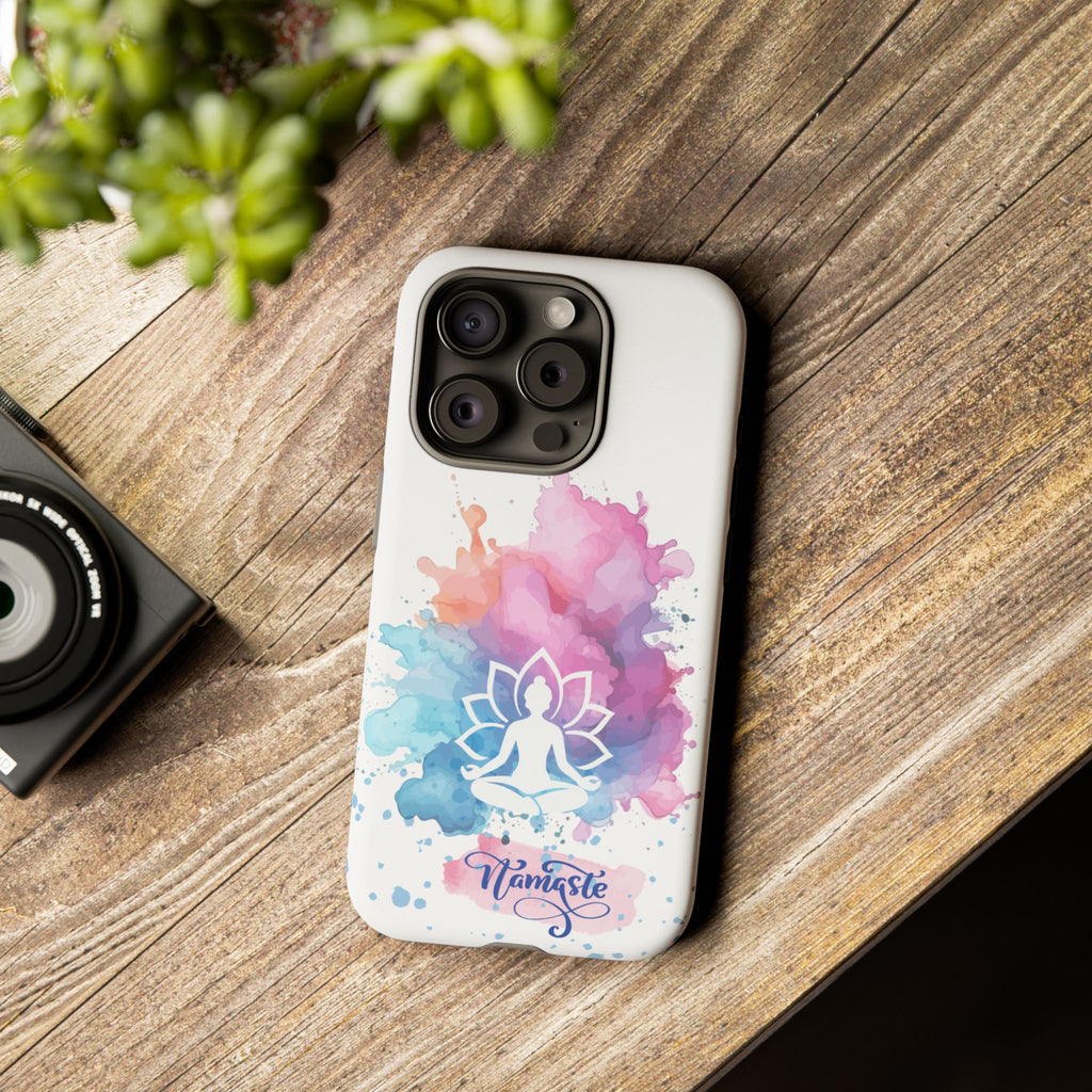 Yoga Namaste Phone Case - Watercolor Lotus Tough Case