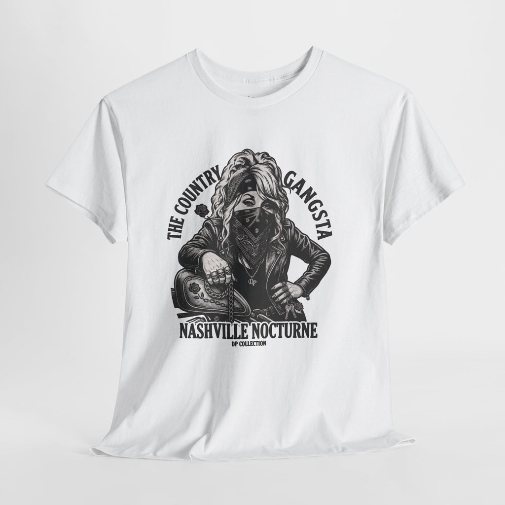 D.P. Collection Country Gangsta Biker Tee — "Nashville Nocturne" Graphic Shirt (Back: Gone But Not Forgotten)