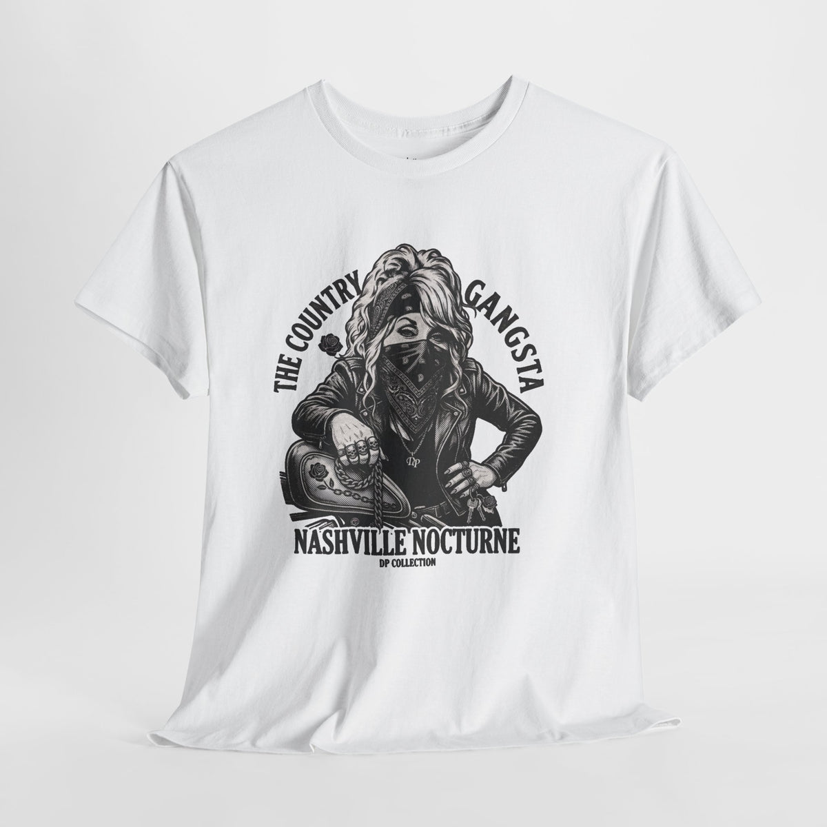 D.P. Collection Country Gangsta Biker Tee — "Nashville Nocturne" Graphic Shirt (Back: Gone But Not Forgotten)