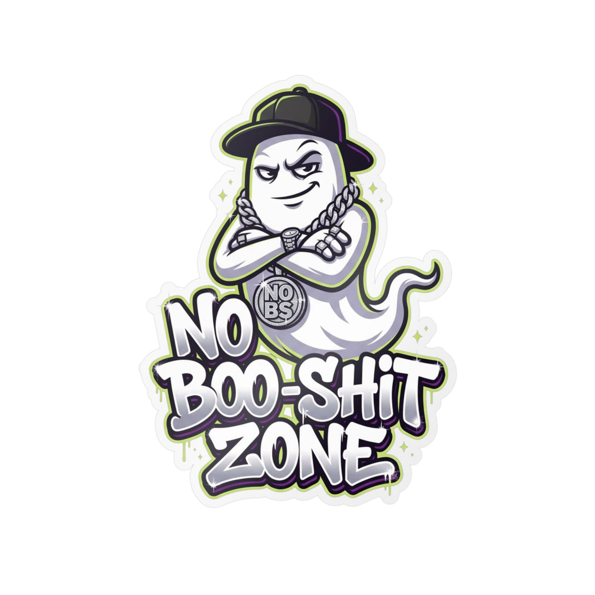 No Boo-Shit Zone Ghost Halloween Decal Sticker- Keep'n It Real