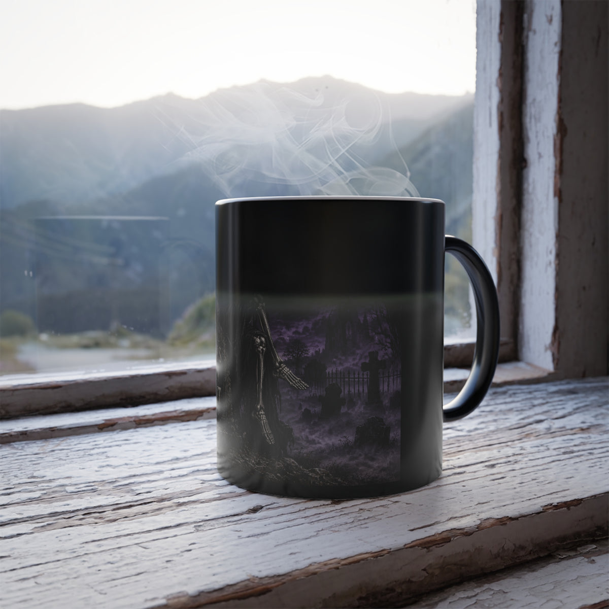 Souls Can Wait -Grim Reaper Color Changing Mug — 11oz Heat-Reactive Halloween Coffee Cup | Keep'n it Real