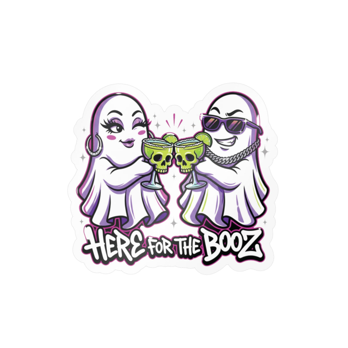 Here for the Booz Ghost Halloween Decal Sticker- Keep'n It Real