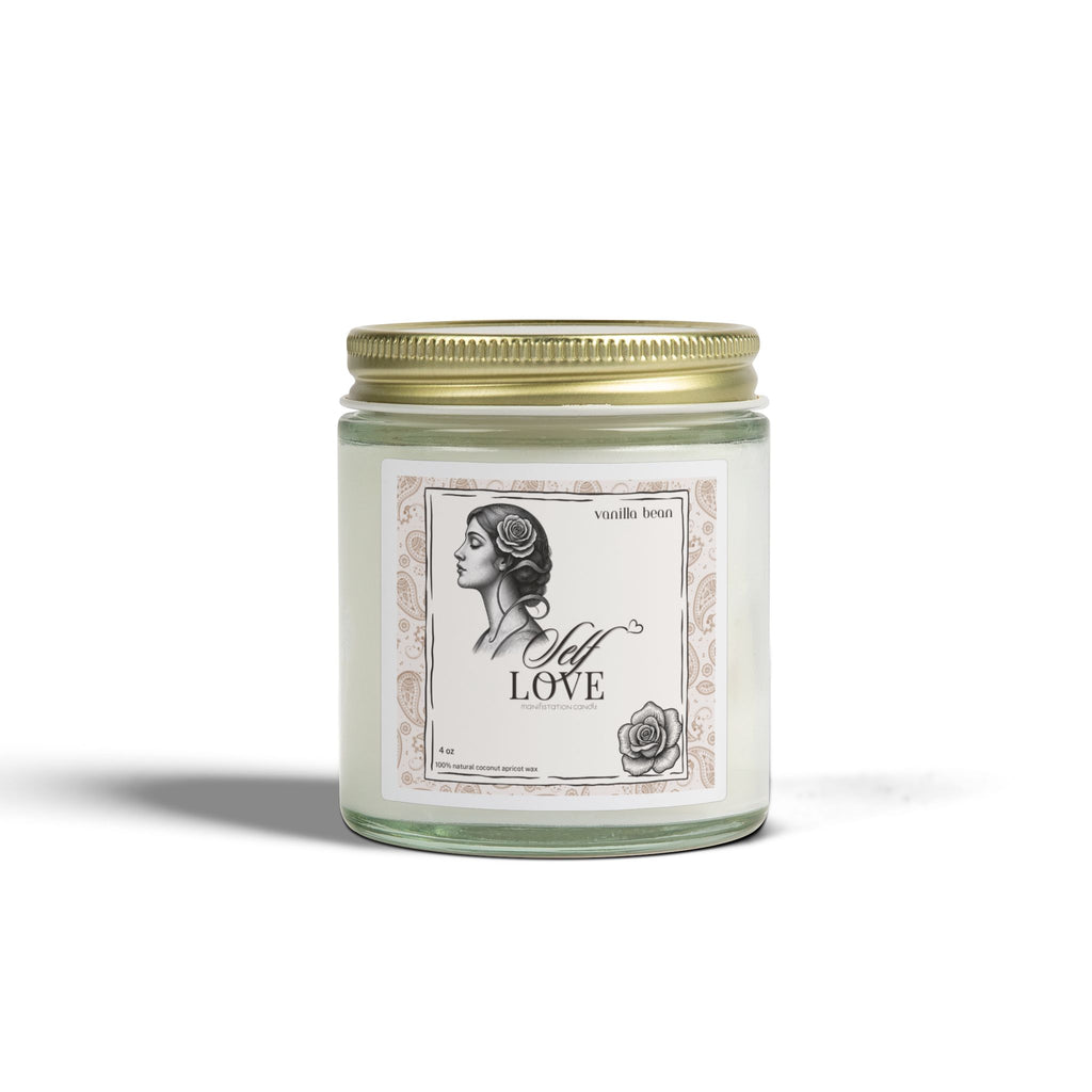 'Self Love' Manifestation Vanilla Bean Scented Candle — Coconut Apricot Wax (4oz/9oz)