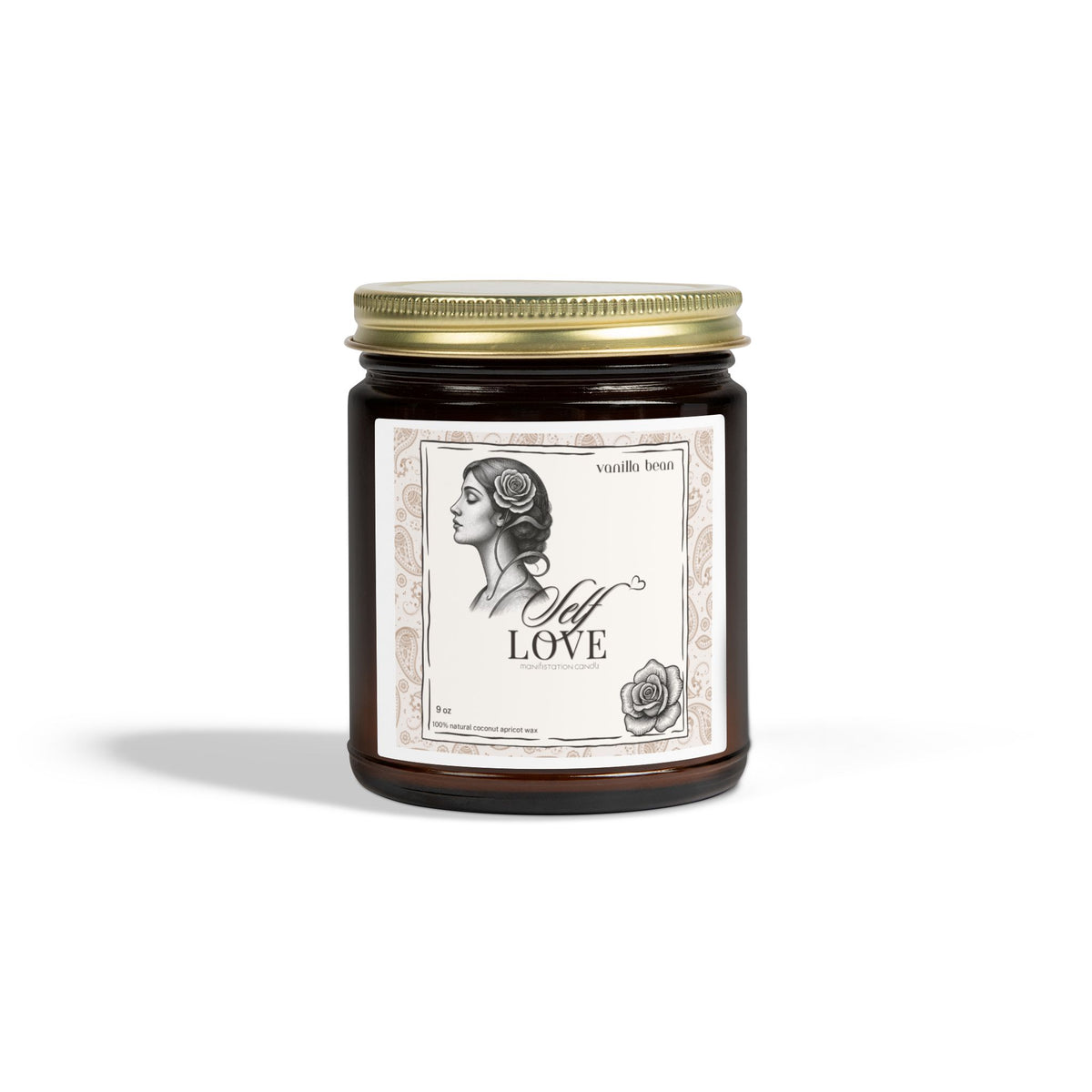 'Self Love' Manifestation Vanilla Bean Scented Candle — Coconut Apricot Wax (4oz/9oz)