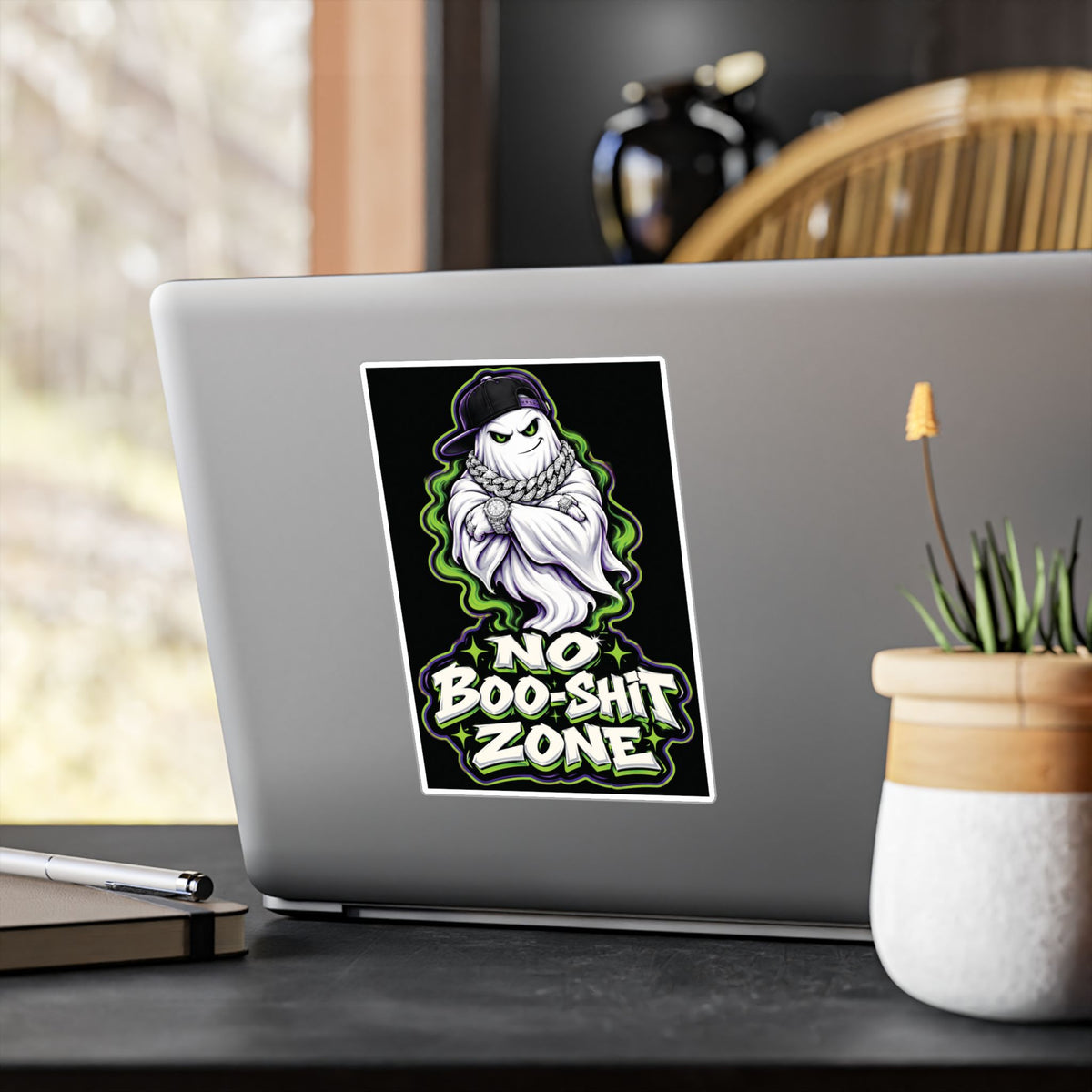No Boo-Shit Zone Ghost 2 Halloween Decal Sticker- Keep'n It Real