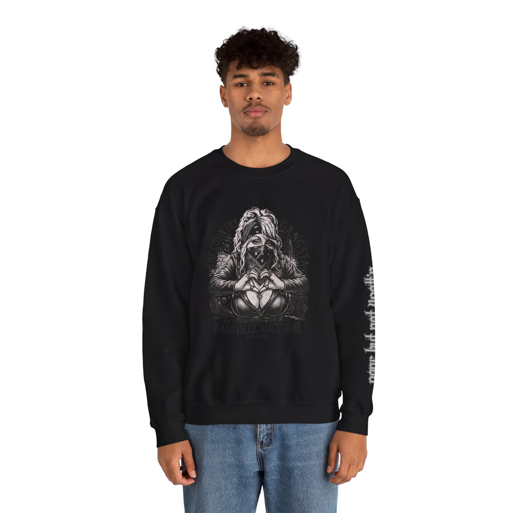 D.P. Nashville Nocturne Crewneck Sweatshirt — The Country Gangster Graphic Heart Pullover