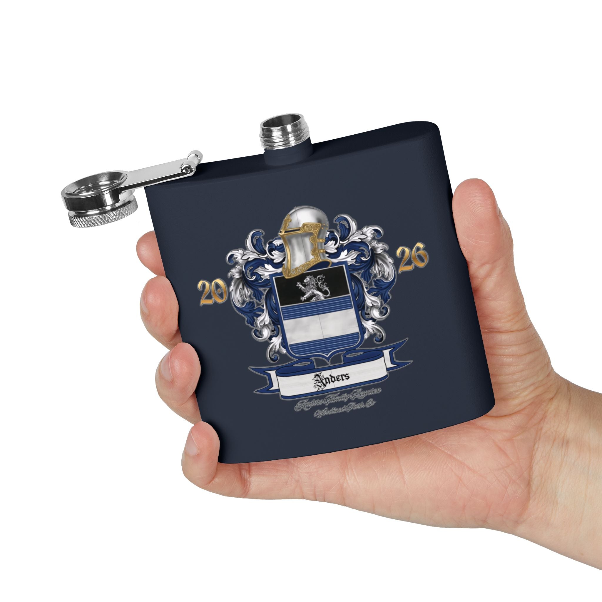 Anders Family Crest Stainless Steel Flask 6oz