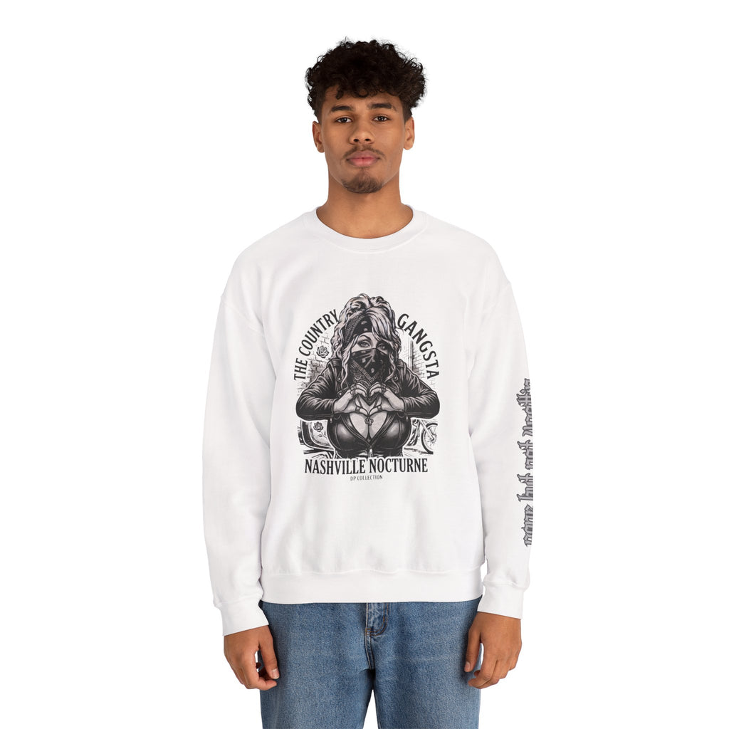 D.P. Nashville Nocturne Crewneck Sweatshirt — The Country Gangster Graphic Heart Pullover