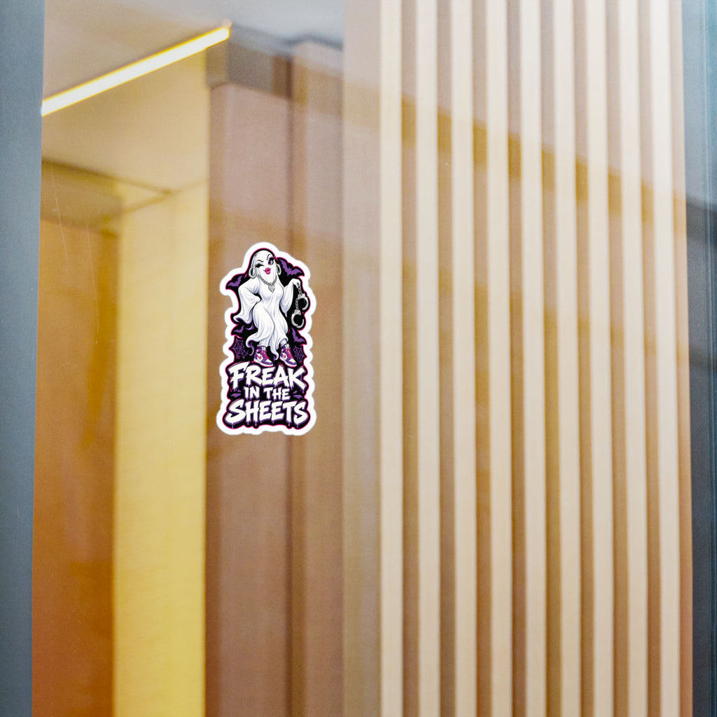 Freak In The Sheets Ghost With Handcuffs Halloween  Decal Sticker- Keep'n It Real