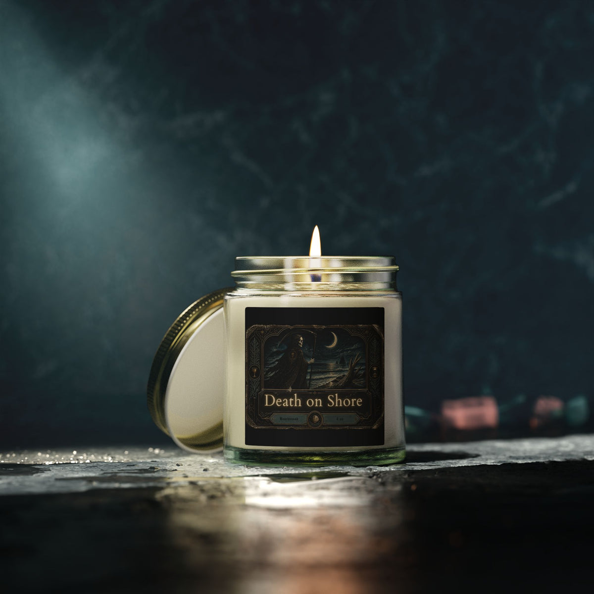 Death on Shore Beachwood Scented Candle — Made with Coconut Apricot Wax (4oz/9oz)