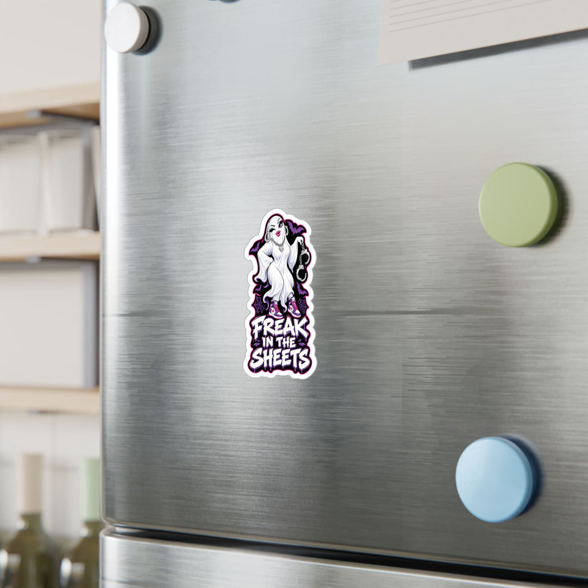 Freak In The Sheets Ghost With Handcuffs Halloween  Decal Sticker- Keep'n It Real