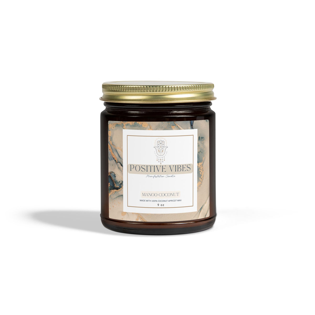 Positive Vibes Manifestation Candle, Mango Coconut Scented Candles, Coconut Apricot Wax (4oz, 9oz)