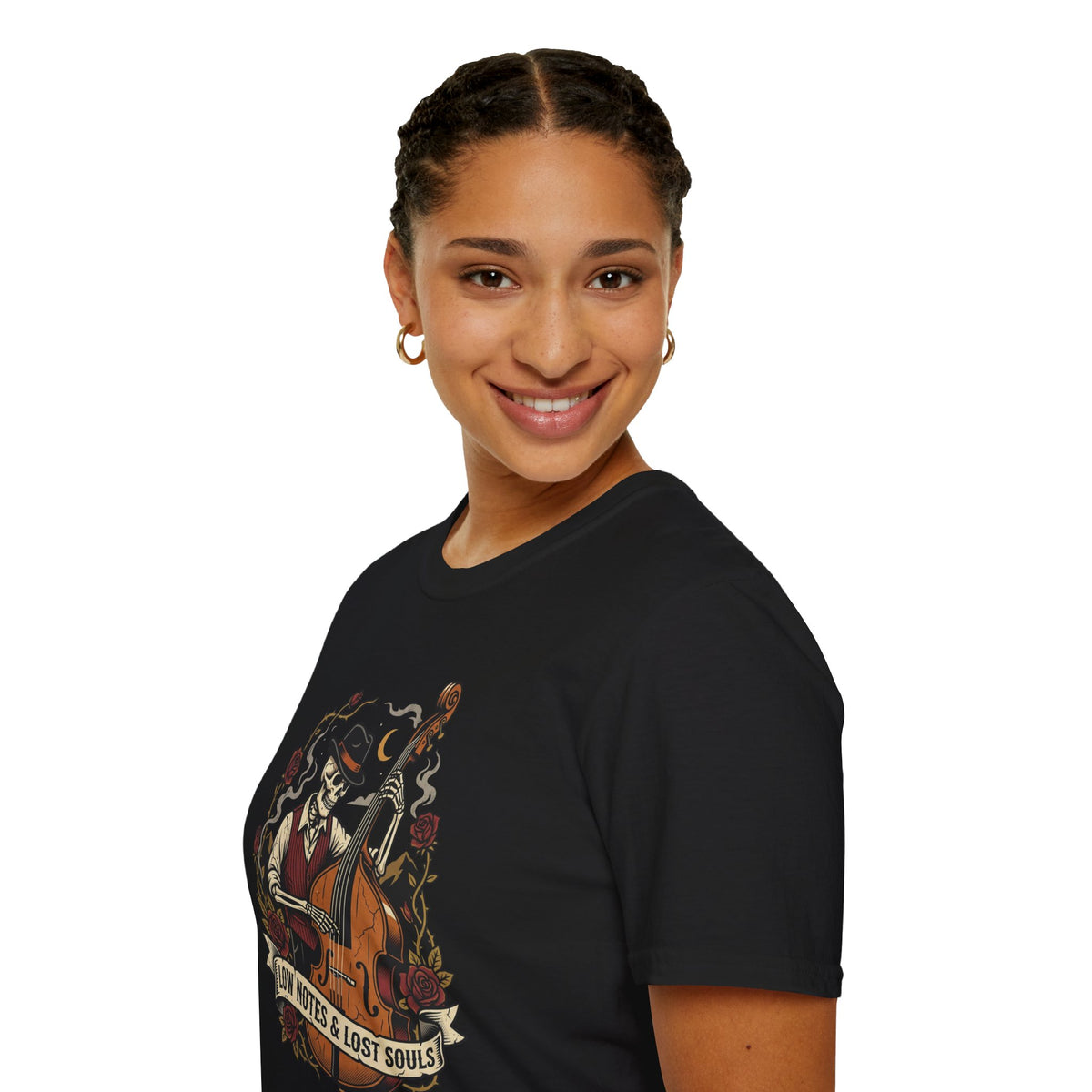 Low Notes & Lost Souls Skeleton Bassist Halloween Tee | Keep’n It Real
