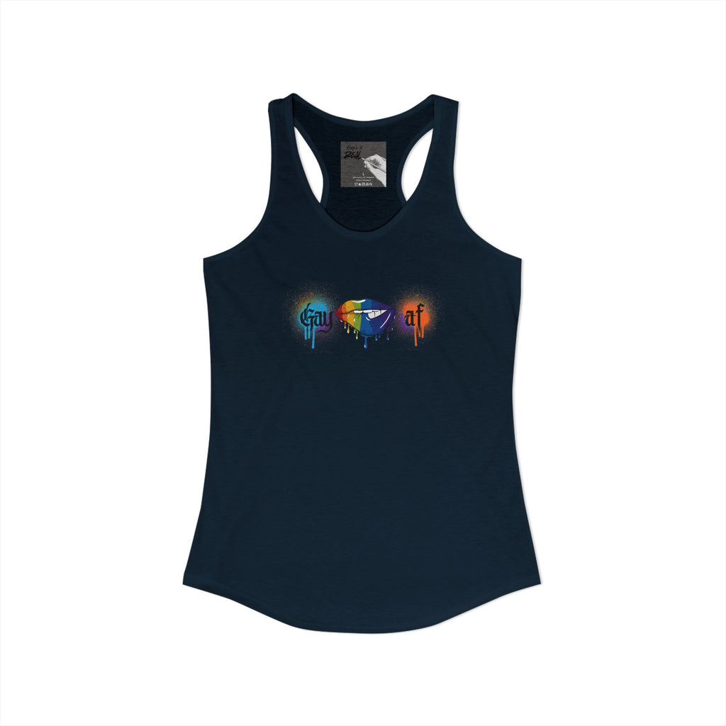 "Gay AF" Paint Splatter Goth Lettering Racerback Tank