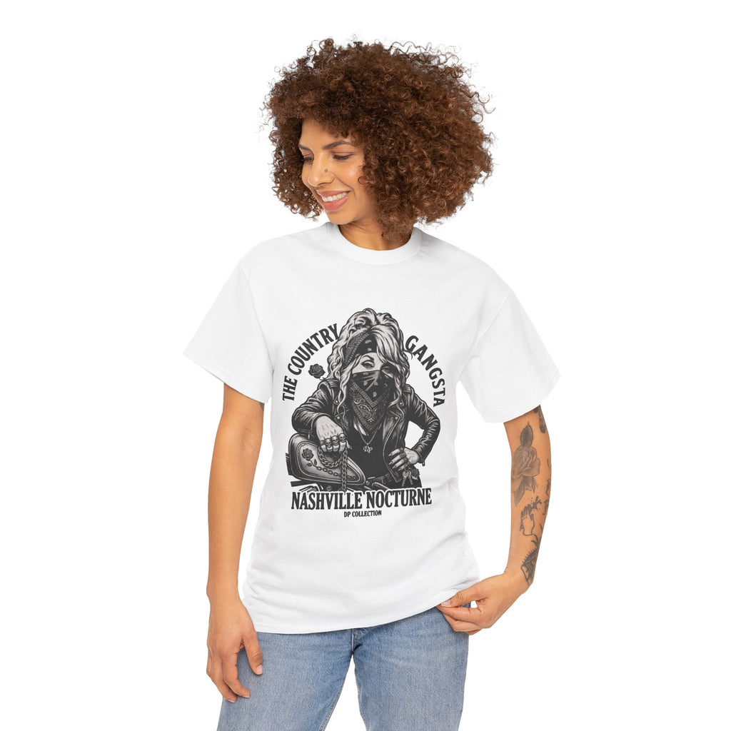 D.P. Collection Country Gangsta Biker Tee — "Nashville Nocturne" Graphic Shirt (Back: Gone But Not Forgotten)
