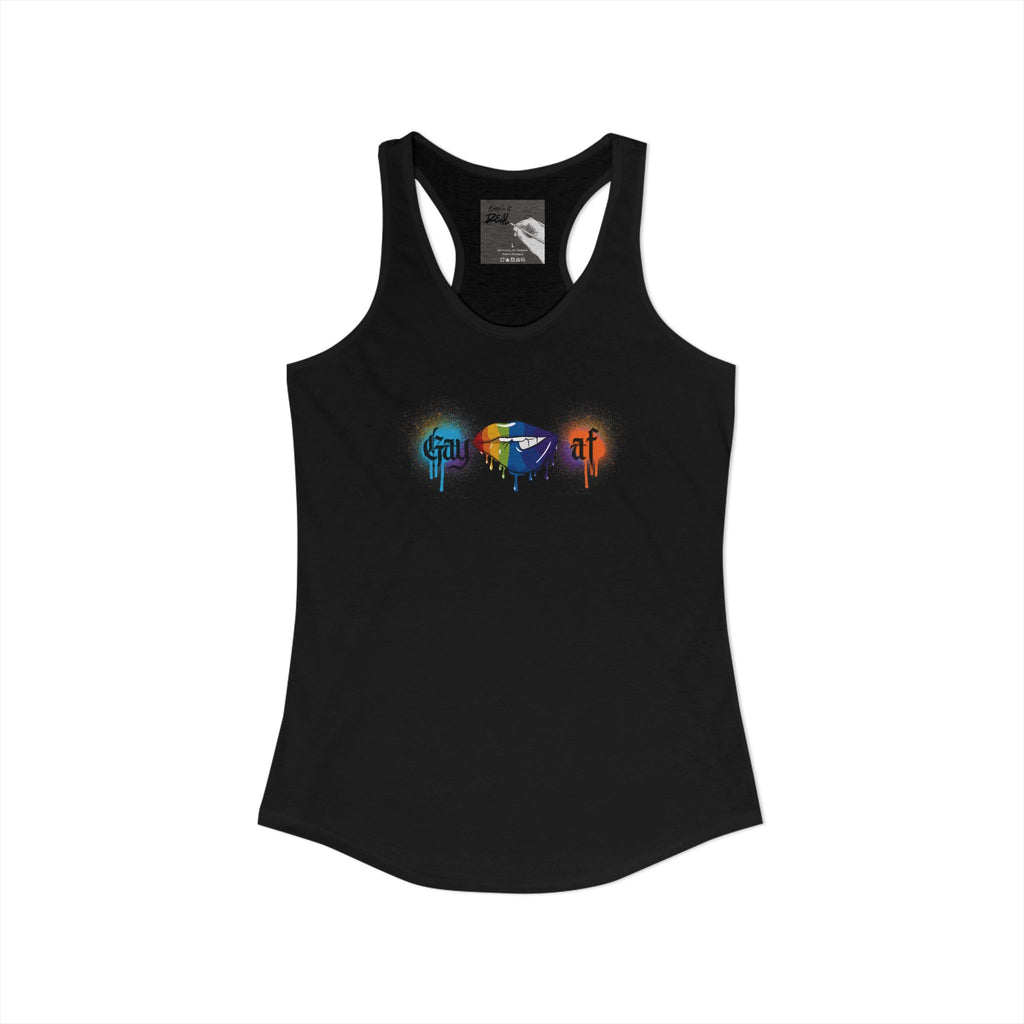 "Gay AF" Paint Splatter Goth Lettering Racerback Tank