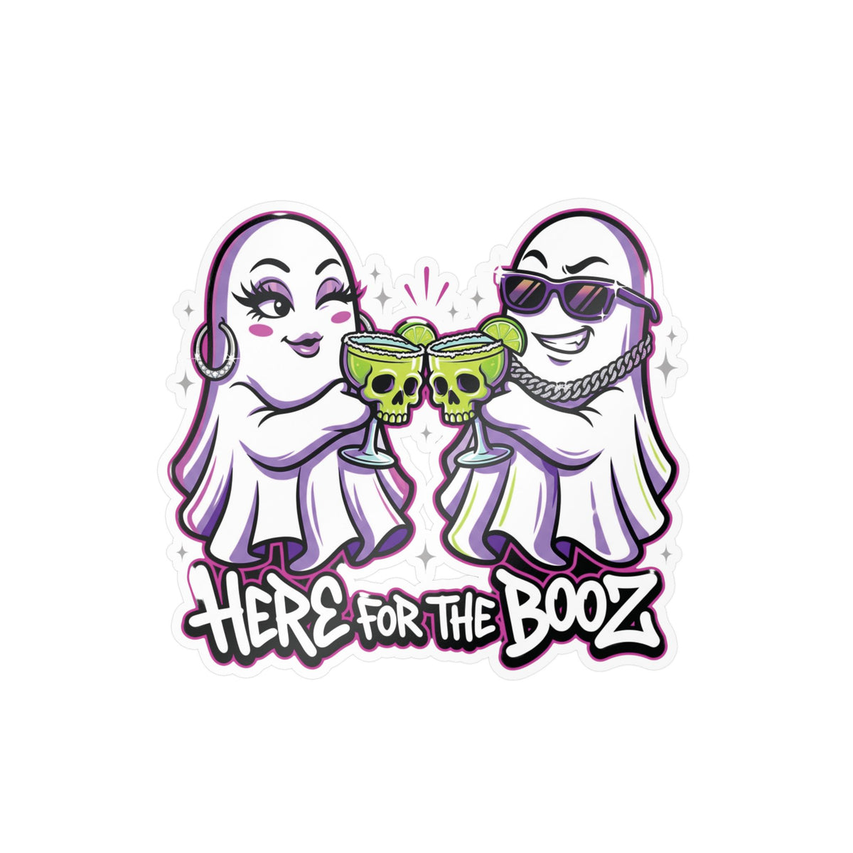 Here for the Booz Ghost Halloween Decal Sticker- Keep'n It Real