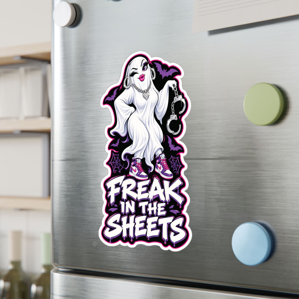 Freak In The Sheets Ghost With Handcuffs Halloween  Decal Sticker- Keep'n It Real