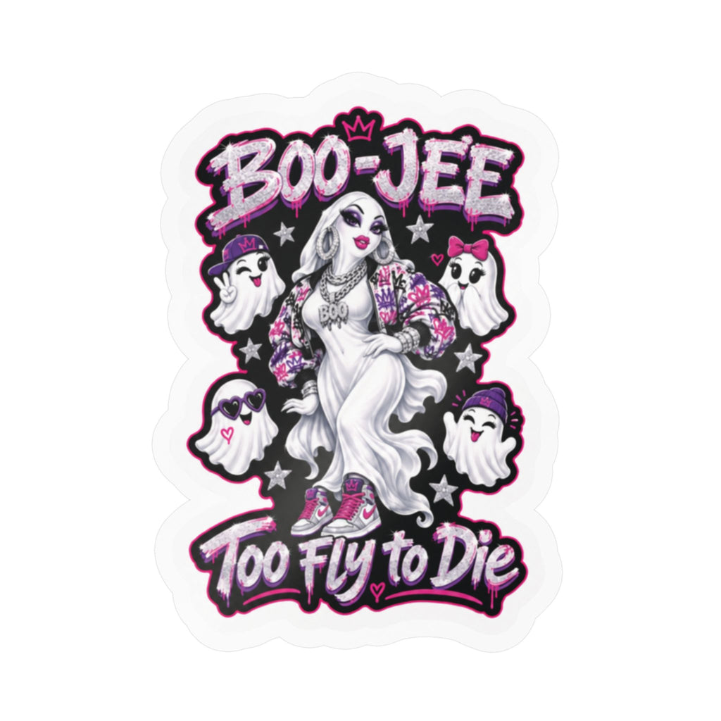 "Boo-Jee" Too Fly To  Die"  Ghost Halloween Decal Sticker- Keep'n It Real