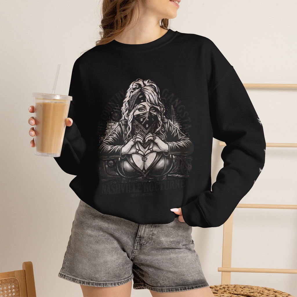 D.P. Nashville Nocturne Crewneck Sweatshirt — The Country Gangster Graphic Heart Pullover
