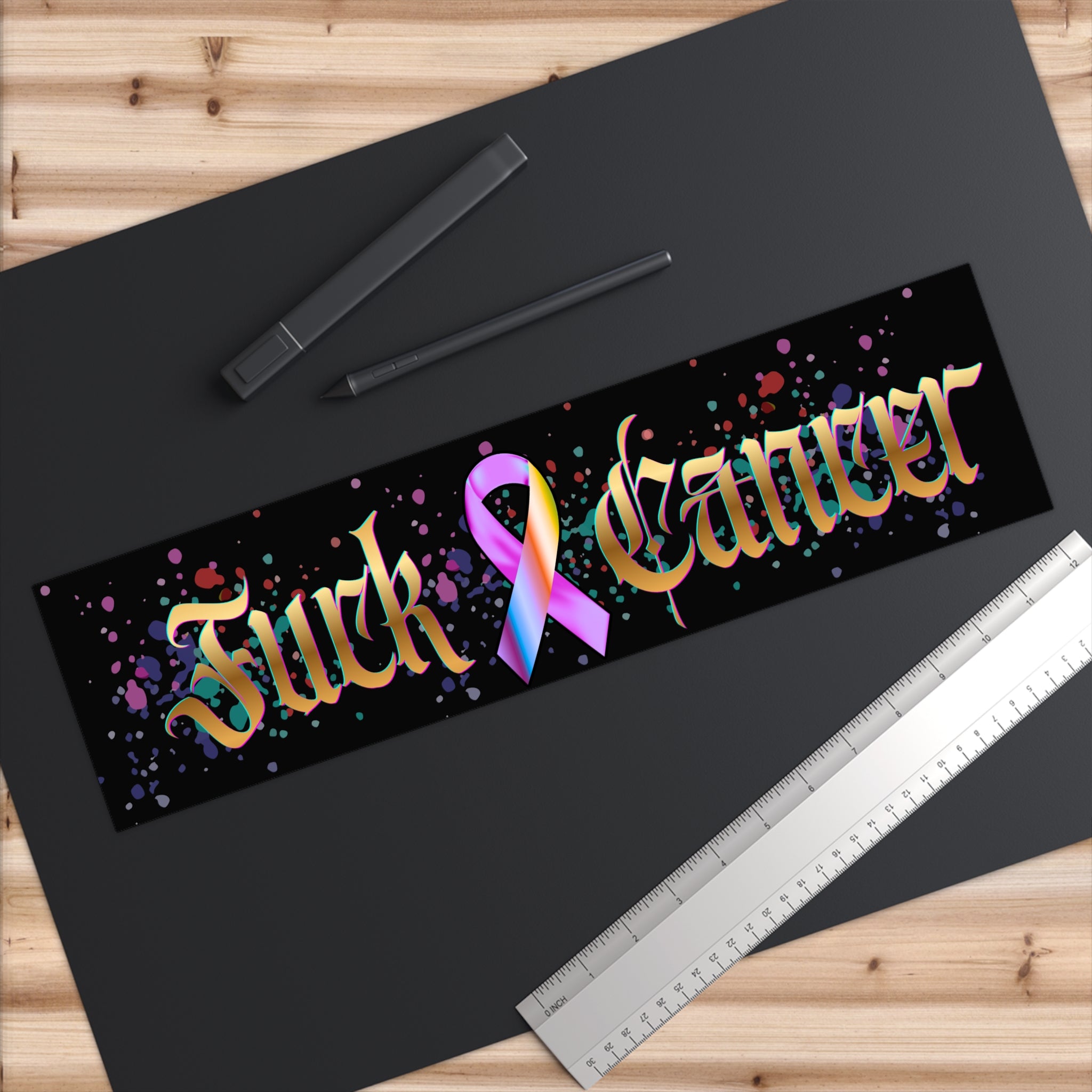 “Fuck Cancer” Colorful Awareness Ribbon Decal  Bumper Sticker