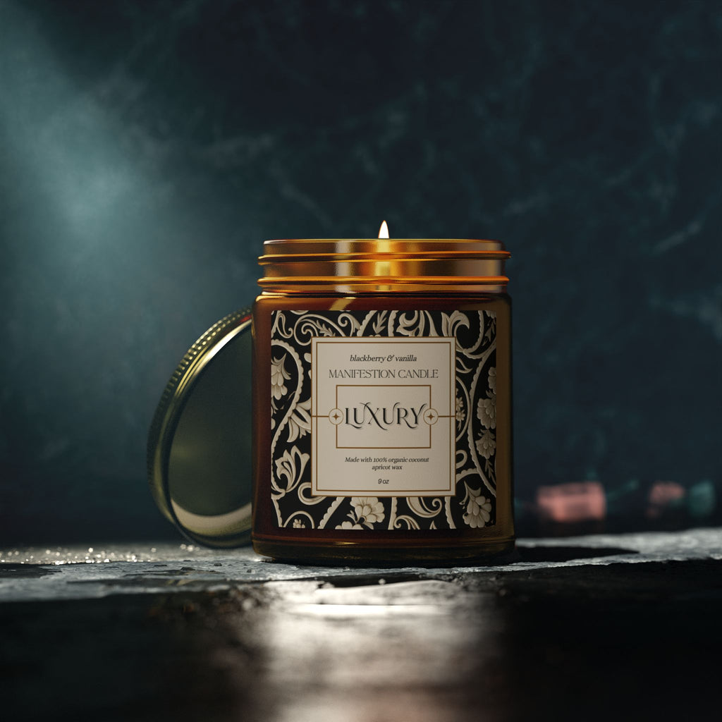 Luxury Manifestation Candle, Blackberry & Vanilla Scented Candles, Coconut Apricot Wax (4oz, 9oz)