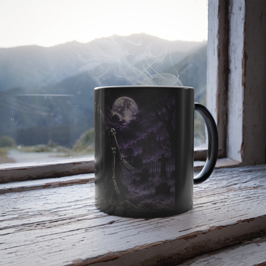 Souls Can Wait -Grim Reaper Color Changing Mug — 11oz Heat-Reactive Halloween Coffee Cup | Keep'n it Real