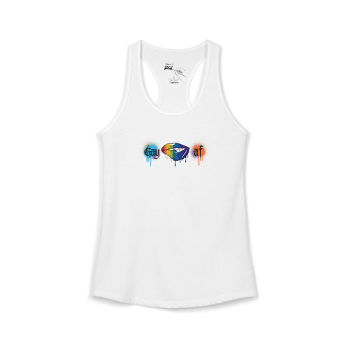"Gay AF" Paint Splatter Goth Lettering Racerback Tank