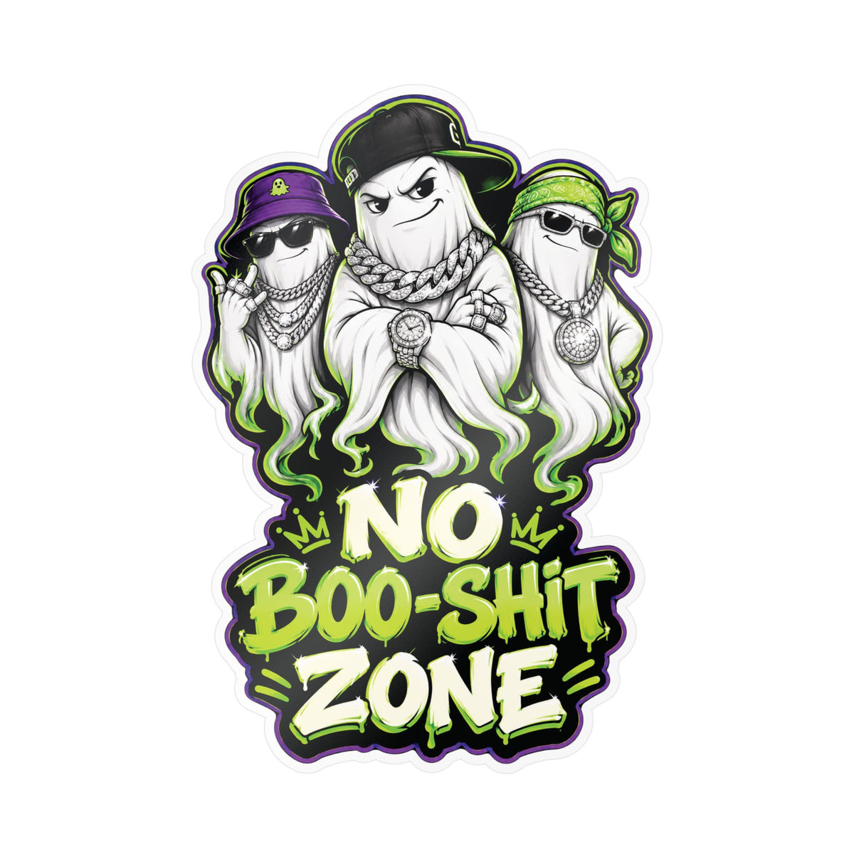 No Boo-Shit Zone Ghost Homiez Halloween Decal Sticker- Keep'n It Real