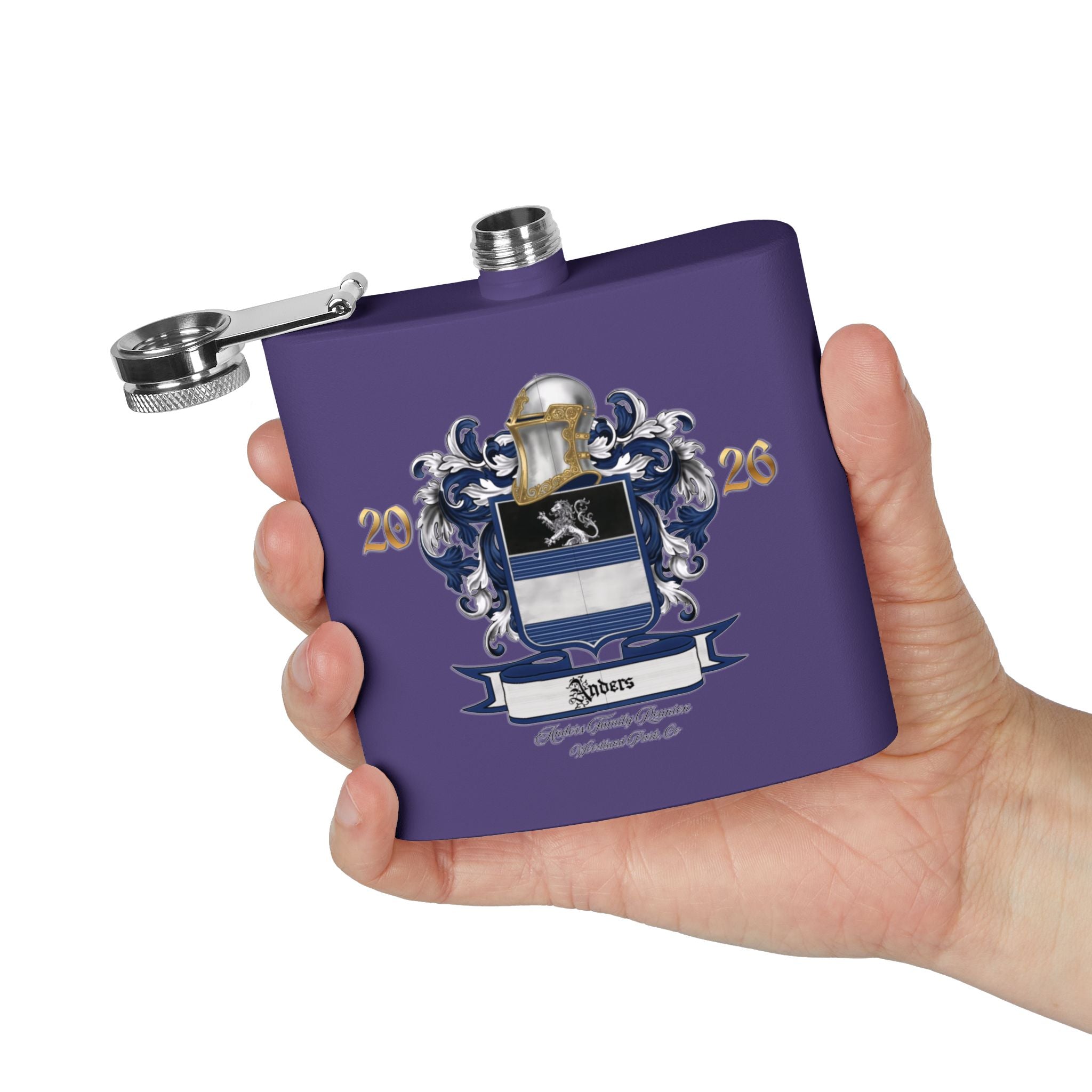 Anders Family Crest Stainless Steel Flask 6oz