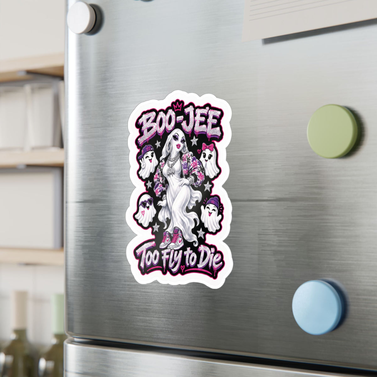 "Boo-Jee" Too Fly To  Die"  Ghost Halloween Decal Sticker- Keep'n It Real