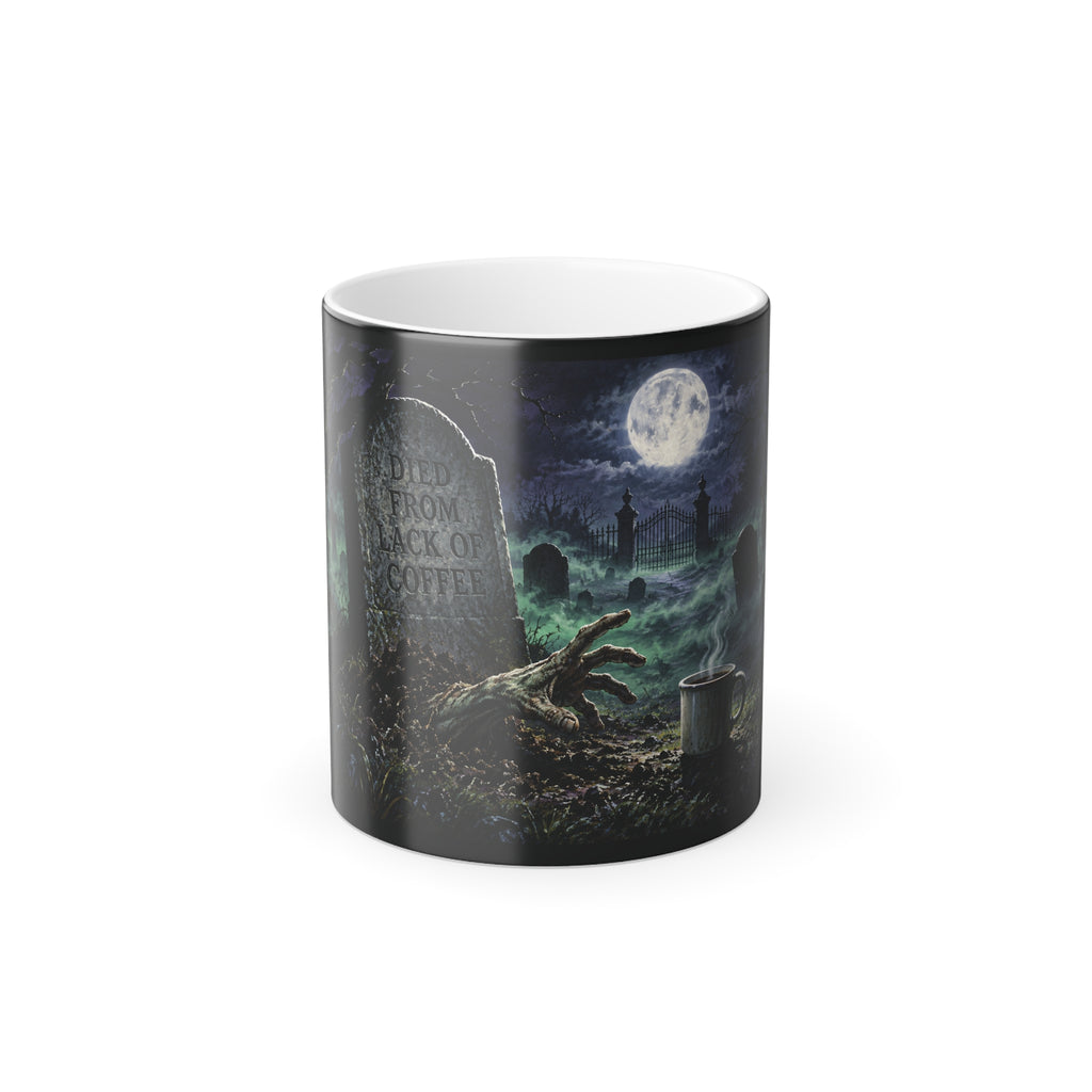 Color-Changing Zombie Graveyard Mug — 11oz Heat-Reactive Halloween Coffee Cup